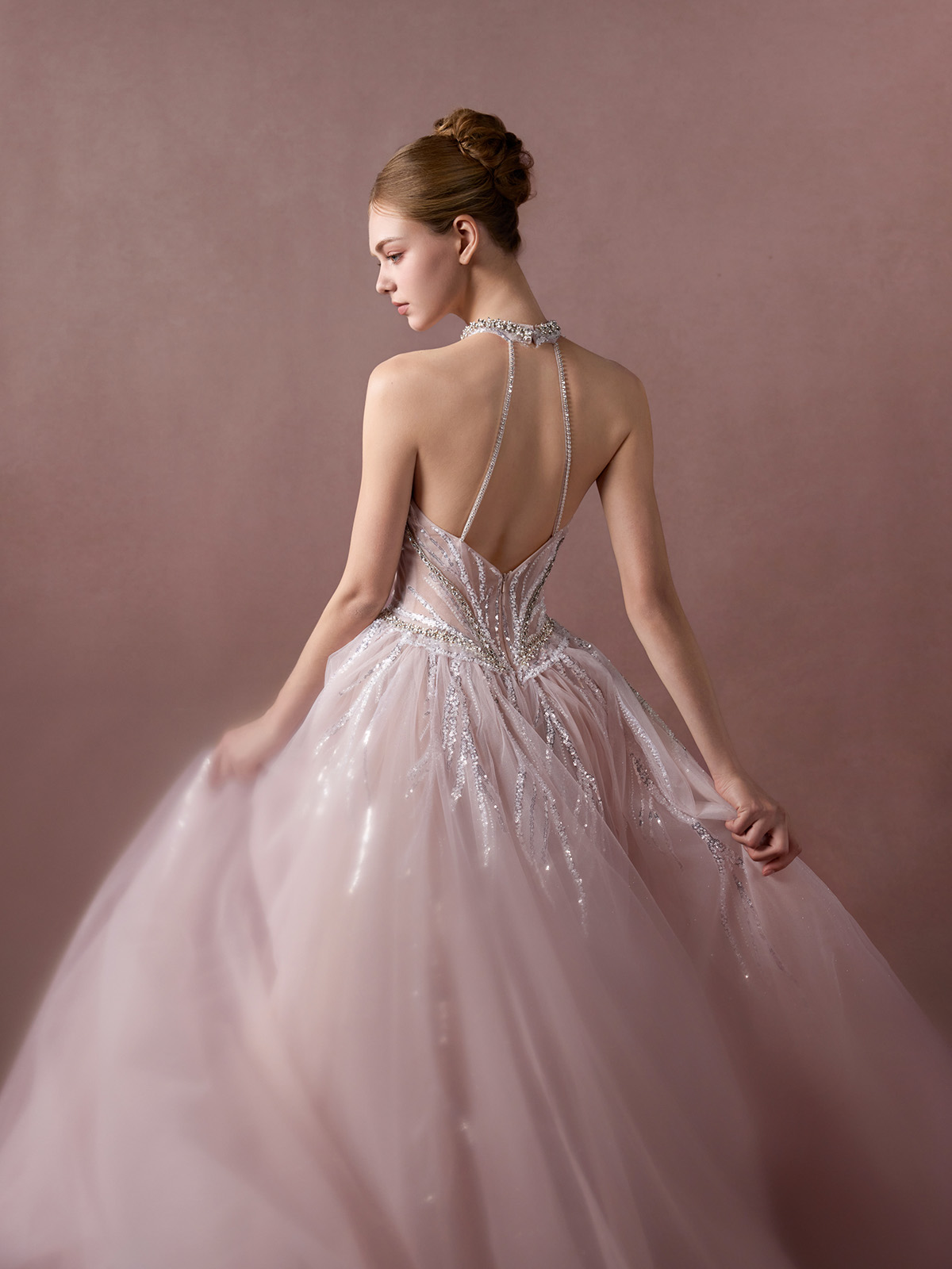 Strapless Dress with Flower Embellishments